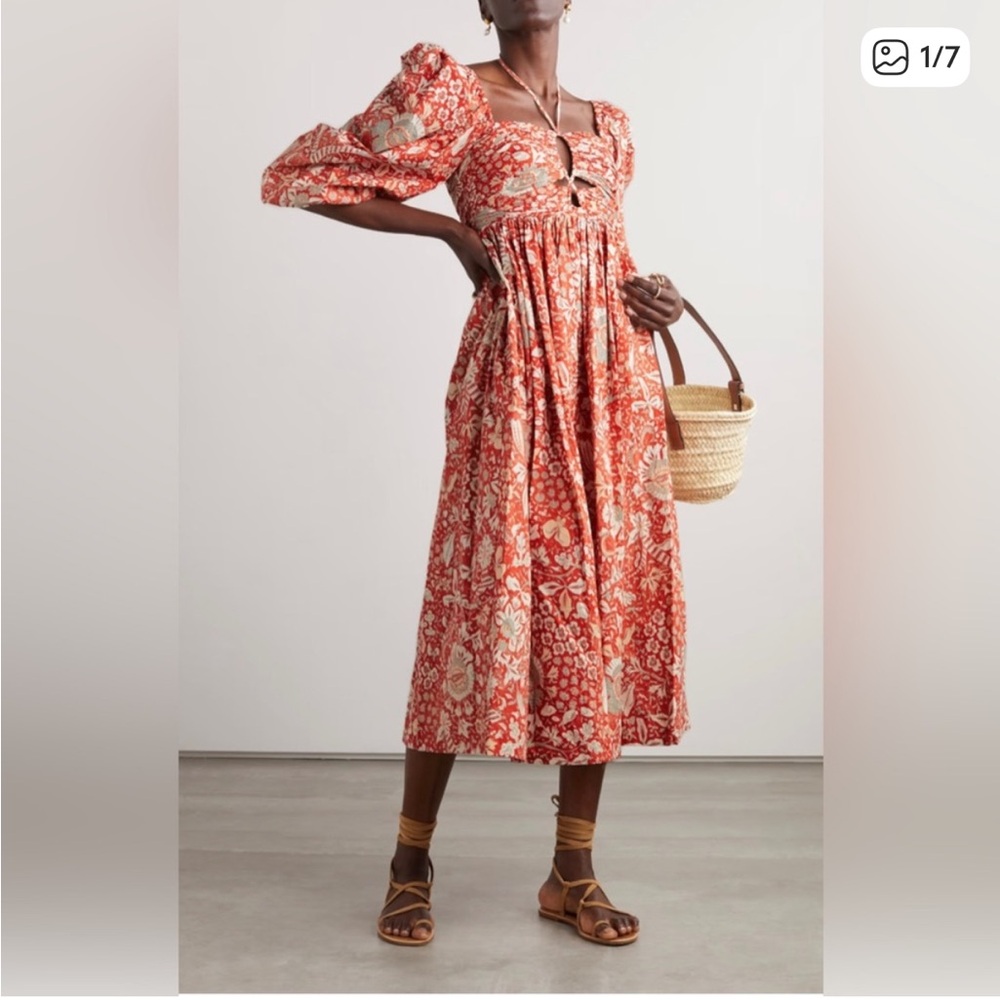 Ulla Johnson Orange Blossom Alessa Midi Dress